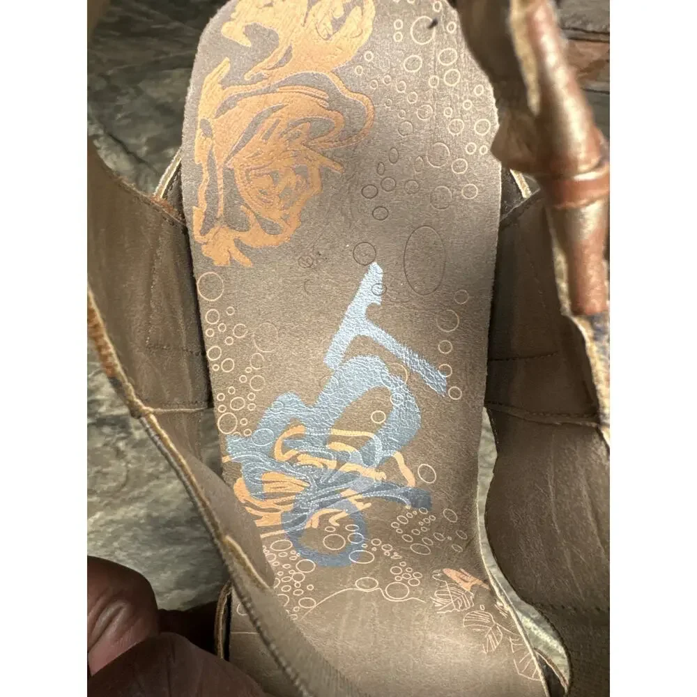 OTBT Metallic Copper and Light Gray Wedge Sandals